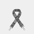 Adjustable wide replacement bag strap with black and white geometric embroidery - W-Pattern Silver Hook Black