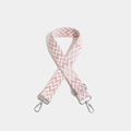 Pink and white geometric woven guitar strap for handbags with silver metal lobster clasps - W-Pattern Silver Hook Pink