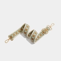Adjustable geometric embroidery bag strap in green and orange with gold hardware - Block Gold Hook Green