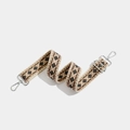 Adjustable bohemian shoulder strap with geometric diamond embroidery and silver metal clips - Block Silver Hook Brown