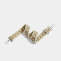 Adjustable geometric embroidery strap in grey green and orange with silver lobster clasps - Block Silver Hook Green