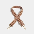 Adjustable brown and white geometric woven strap with gold metal lobster clasps - Track Gold Hook Brown