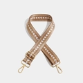 Adjustable brown bohemian embroidered bag strap with white arrow pattern and gold hardware - Arrow Gold Hook Brown