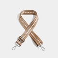Adjustable wide canvas strap with brown and white geometric arrow patterns and silver clips - Arrow Silver Hook Brown