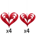 Set di 8 decorazioni a cuore 3D rosso con glitter per matrimoni e feste romantiche - Cuore 3D Rosso Luccicante (Y-00625-1)