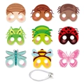 9er-Set bunte Insekten-Papiermasken für Kindergeburtstage mit elastischen Gummibändern - Insekten Thema Maske (G-00120)