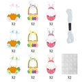 Kit de décoration de Pâques en papier avec lapins, œufs, ficelle et points de colle - Style Lapin de Pâques (W-000109)