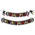 Glitter skateboard Happy Birthday banner set with athlete silhouettes for party decor - Skateboard Birthday Banner (Y-00632-1)