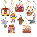 Decorazioni a spirale per festa di compleanno a tema circo con animali e cartelli - Ornamenti Appesi a Spirale a Tema Circo (J-0535-2)