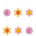Set van 6 3D-honingraat papieren bloemen in roze, oranje en geel voor feestdecoratie - Honingraat Bloem Hangende Decoraties (L-00304)
