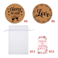 Detailset aus 12 Kork-Untersetzern mit Organzabeuteln und Blumen-Dankeskarten für Hochzeiten - 12 Sets (J-0546)