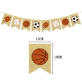 Ghirlanda in lino a tema sportivo con motivi di calcio baseball e pallacanestro - Stile Misto Sport (W-00099-1)