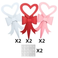 Set di scatole per bouquet di fiori a cuore con nastri in bianco, rosso e rosa - Confezione per Bouquet di Fiori a Forma di Cuore (Y-00615)