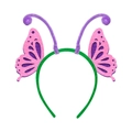 Cerchietto per capelli a farfalla in feltro rosa e viola con antenne di peluche morbido - Design a Farfalla