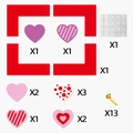 Bastelset für Valentinstag-Fotorahmen mit roten Herzen und goldenen Splinten - 1 Set Herz Foto-Rahmen (J-0555)