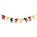 Glittering skateboarder silhouette banner with red, yellow and black party streamers - Pattern Banner (Y-00632-2)