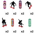 16-piece skateboard cake topper set featuring diverse skater silhouettes and patterns - Small Cake Toppers (Y-00632-4)