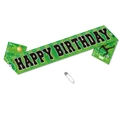 Fascia di compleanno a tema calcio verde con scritte nere e silhouette di calciatori - Verde Happy Birthday (G-00114-3)