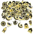 Set da 80 pezzi di coriandoli Ramadan oro e neri con motivi di luna e stelle - Nero e Oro
