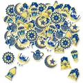 Coriandoli Eid Mubarak blu e oro con mezzaluna e stelle per decorazione tavola, set da 80 pezzi - Blu Oro