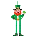 Decorazione a sospensione Leprechaun in carta con gambe a nido d'ape per San Patrizio - Stile Leprechaun Che Tiene un Trifoglio (Y-00634-1)