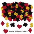 Coridandoli per festa a tema casinò con segni del dollaro e semi di carte rosso e oro - Coriandoli Poker Misti Rosso Nero Oro (G-00107)