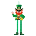 Decorazione sospesa per San Patrizio a forma di leprechaun con gambe a nido d'ape verdi - Stile Leprechaun con Occhiali da Sole e Arcobaleno (Y-00634-3)