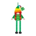 Rainbow St. Patrick's Day gnome hanging decoration with green clover and long legs - Gnome with Rainbow Striped Hat (Y-00634-5)