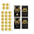 80th birthday black and gold scratch-off game cards set with cupcake design and stickers - 80th Birthday Style (Y-00617-6) / 22 Count