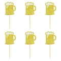 Set di 6 topper per torte a boccale di birra glitterato per feste dell'Oktoberfest - Stile Boccale di Birra (mys0290)