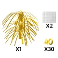 Goldenes Tischdeko-Set zum 40. Geburtstag mit Fontänenständer und 40er Konfetti - Thema zum 40. Geburtstag (Y-00594-1)