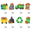 Eco-friendly birthday cake toppers set featuring 16 pieces with recycling bin motifs - 16Pcs Small Cupcake Toppers