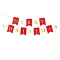 Striscione natalizio a coda di rondine rosso e bianco con eleganti lettere d'oro - Banner MERRY CHRISTMAS (L-0049-1)