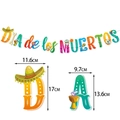 Bunte Dia de los Muertos Totenkopf-Banner Dekoration mit mexikanischen Sombrero-Motiven - Buchstaben-Banner Stil (Y-00589-1)