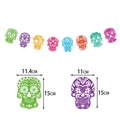 Tag der Toten Banner Abmessungen mit 15cm hohen bunten Zucker-Totenkopf-Fahnen - Bunter Schädel-Banner Stil (Y-00589-3)