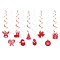 Decorazioni natalizie con spirali appese bianche rosse e ciondoli festivi per feste - Set Spirali Appese (L-0049-3)