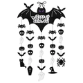 Decorazione per porta a pipistrello di Halloween con fantasmi, zucche e ragni pendenti - Decorazione Appesa Combinazione Pipistrello Ed Elementi Di Halloween (Y-00581) / Nero