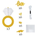 Golden glitter bachelorette party decoration set with honeycomb diamond ring and love motifs - Gold Diamond Ring Honeycomb Pendant