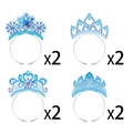 8-teiliges Eiskönigin Kronen und Zauberstab Set für blaue Prinzessinnen Geburtstagsparty - 8 STÜCK Schneeflocken Krone Stirnband (Y-00616-1)
