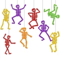 Set di decorazioni a forma di scheletro colorato glitterato per festa di Halloween - Decorazioni Sospese Scheletro di Halloween (J-0528)