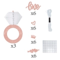 Rose gold glitter bridal party decoration set with honeycomb rings and themed cutout charms - Rose Gold Diamond Ring Honeycomb Pendant