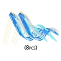 8er Set blau-weiße Bandstäbe mit goldenen Glöckchen für Eiskönigin Mottopartys - 8 STÜCK Schleife Zauberstab (Y-00616-2)