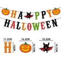 Glittery Happy Halloween banner set with pumpkin and bat decorations for party layout - HAPPY HALLOWEEN Letter Style (mys0192)