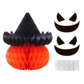 Set decorativo de calabaza de panal para Halloween con sombrero de bruja y pegatinas faciales - Calabaza con Sombrero de Mago (Y-00464-3)
