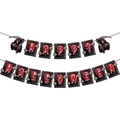Striscione Happy Halloween con scritte rosso sangue e teschi su cartellini neri - Striscione di Lettere (Y-00260-1)