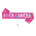 Rosafarbene Pailletten-Schärpe mit regenbogenfarbenem Fuck Cancer Schriftzug - Fuck Cancer Stil (W-00077-2)