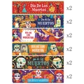 Set de 12 pegatinas de Día de los Muertos con calaveras coloridas y motivos tradicionales - Estilo con Temática del Día de los Muertos (W-00075)