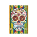 Drapeau de jardin Jour des Morts avec crâne en sucre coloré et rayures arc-en-ciel - Style de Crâne à Rayures Arc-en-ciel (G-00099-3)
