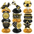 Lot de 9 décorations de table retraite noir et or avec centres de table Happy Retirement - 9 Pièces Nid d'Abeille Retraite (Y-00563)