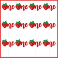 Set di 12 topper per torta a tema fragola glitterati per la festa del primo compleanno - Dodici Pezzi Decorazioni Piccole One (H3254-3)